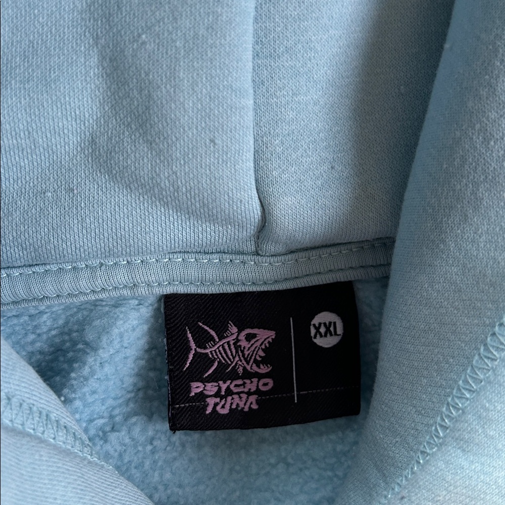 Light Blue Crewneck Hoodie with Small Chest Logo - Picture 4 of 10